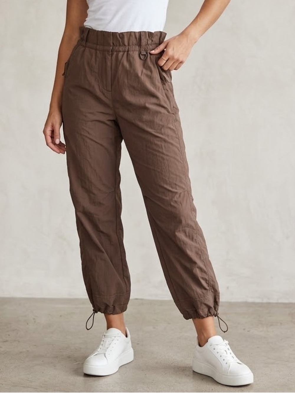 J. Jill Brown Cropped Drawstring Waist Pants